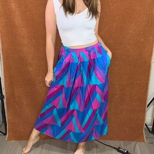 Vintage geometric neon skirt, size 30”